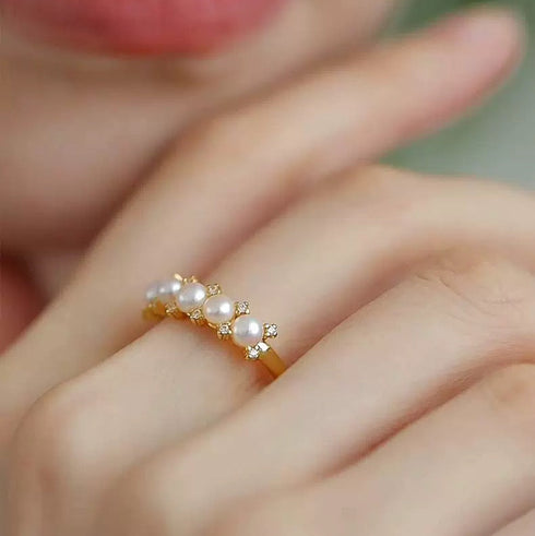 Garland Pearl Zirconia Ring - 18K Gold Vermeil